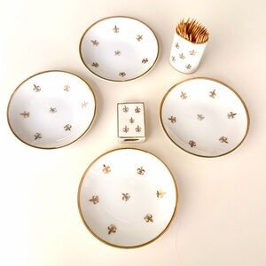 Lefton White and Gold Fleur-de-Lis Porcelain Set